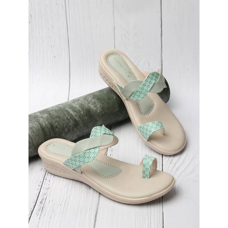 Iconics Pista Green Women Textured Sequined Flats (EURO 36)
