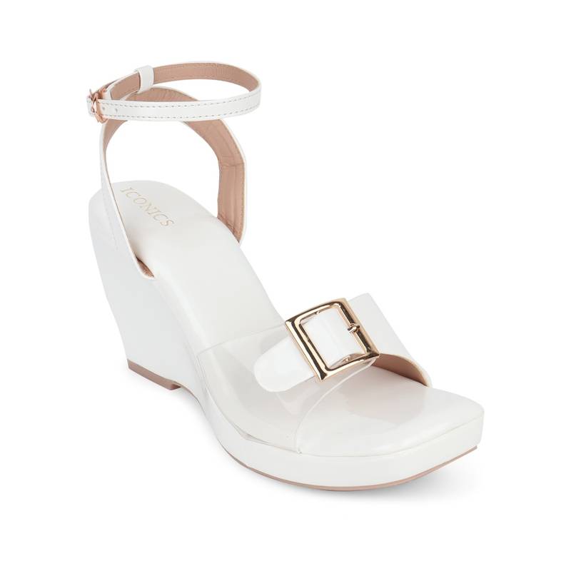Iconics White Women Embellished Sequined Heels (EURO 36)