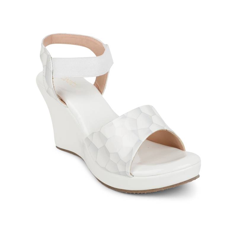 Iconics White Women Printed Heels (EURO 38)