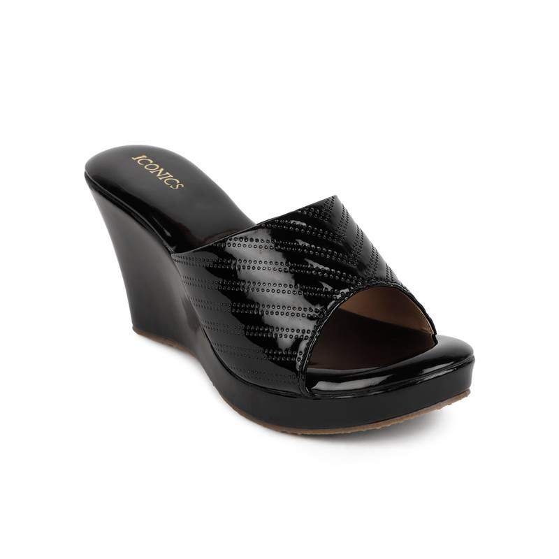 Iconics Black Women Textured Heels (EURO 40)