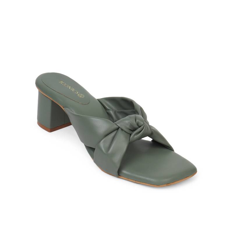 Iconics Green Women Solid Heels (EURO 37)
