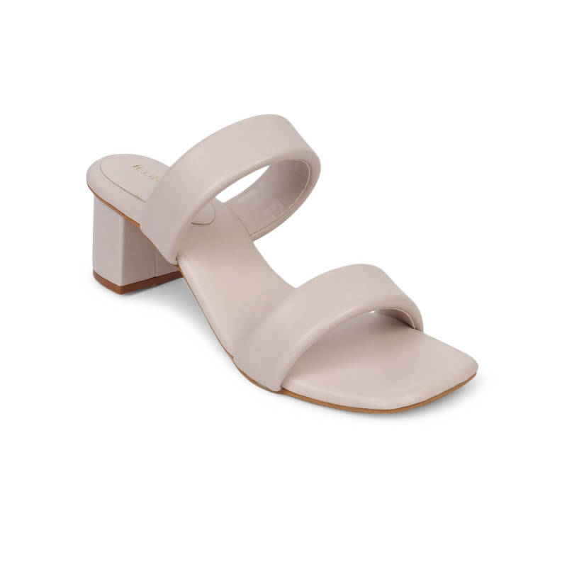 Iconics Cream Women Solid Heels (EURO 37)
