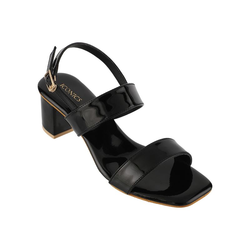 Iconics Black Women Solid Heels (EURO 36)