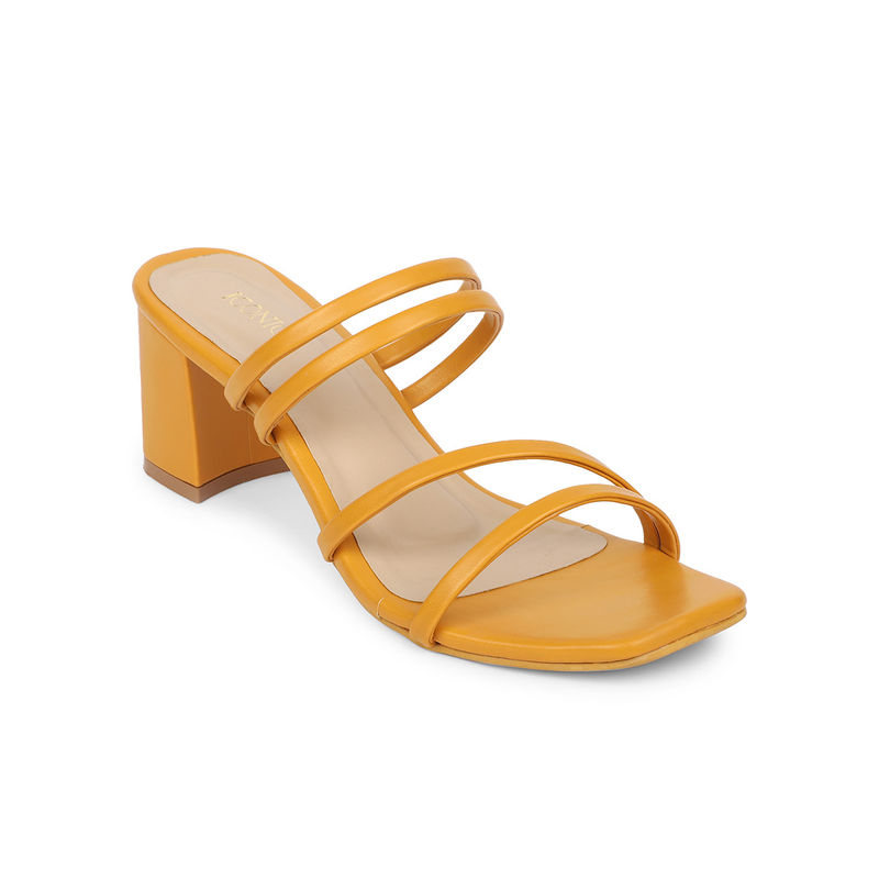 Iconics Mustard Women Solid Sandals (EURO 36)
