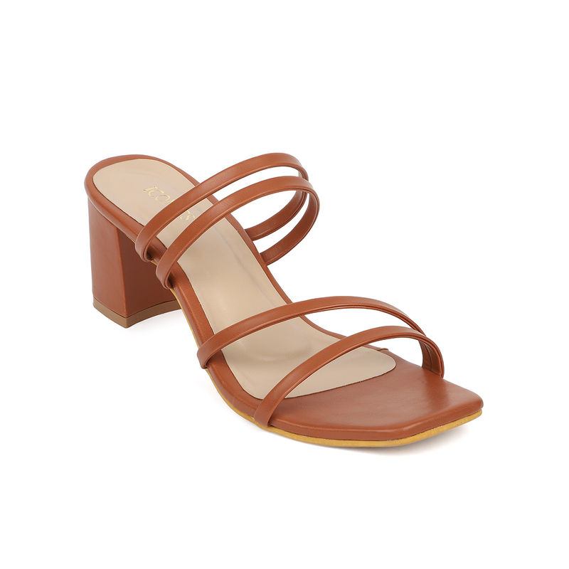 Iconics Tan Women Solid Sandals (EURO 36)