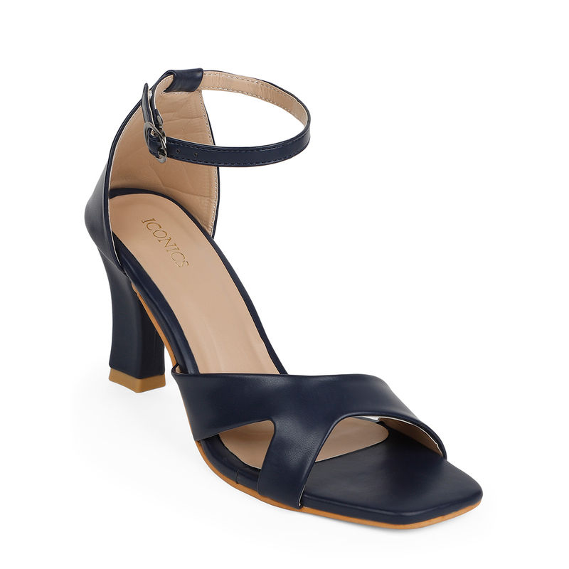 Iconics Dark Blue Women Solid Sandals (EURO 36)