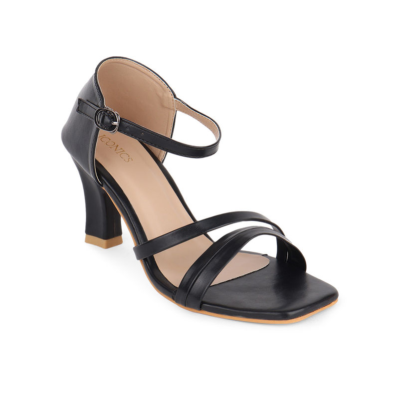 Iconics Black Women Solid Sandals (EURO 36)