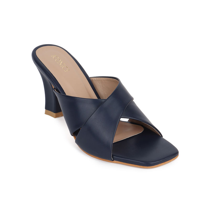 Iconics Dark Blue Women Solid Sandals (EURO 36)