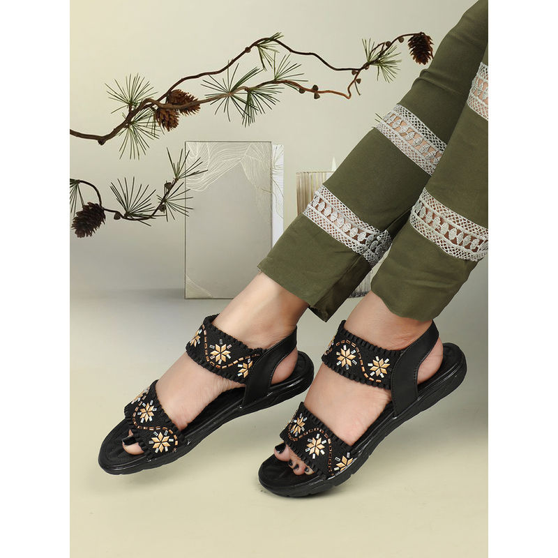 Iconics Women Black Backstrap Sandal (EURO 40)