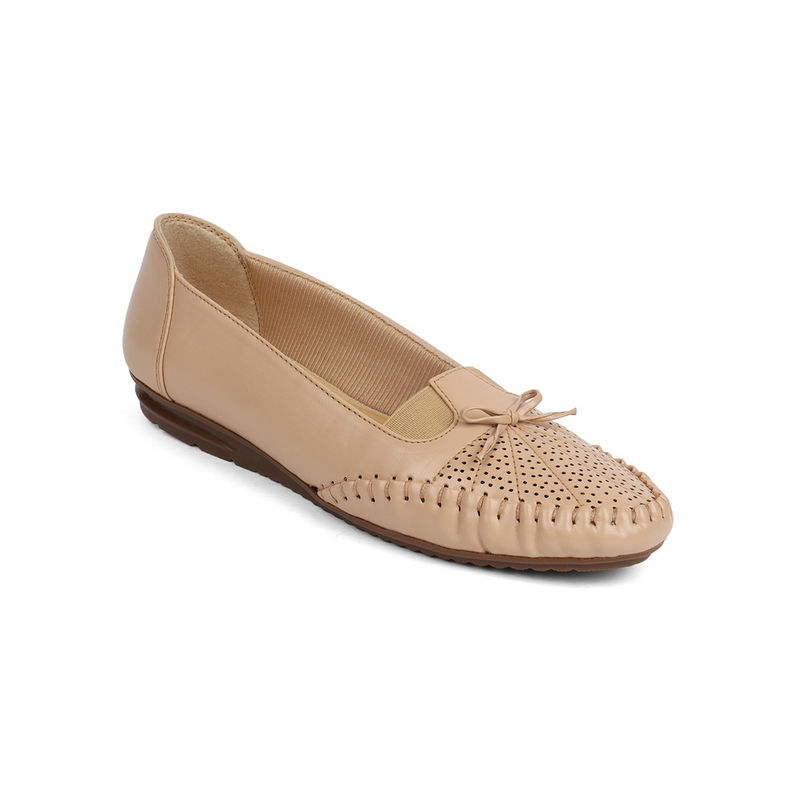 Iconics Beige Women Textured Ballerinas (EURO 36)