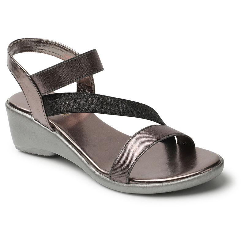 Iconics Grey Women Embellished Sequined Sandals (EURO 41)