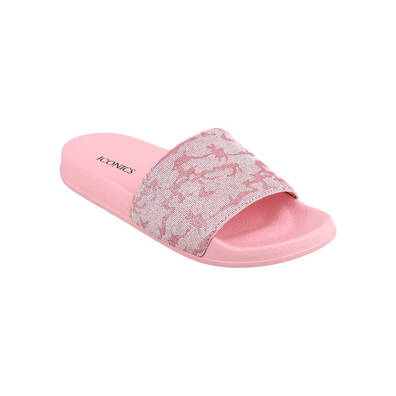Iconics Pink Women Textured Sliders (EURO 38)