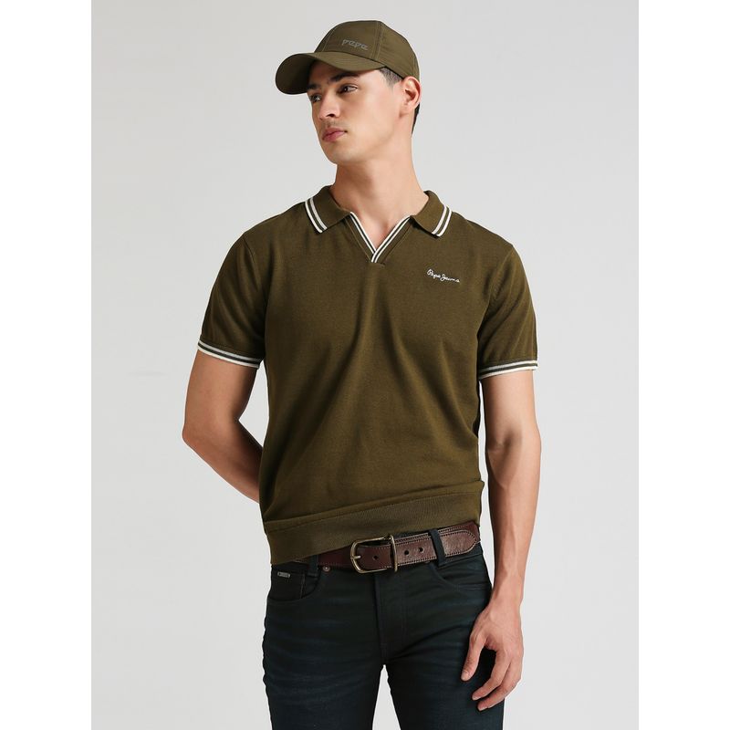 Pepe Jeans Green Plato Light Weight Knitted Polo (S)