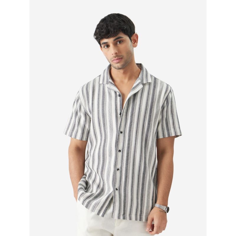 The Souled Store Monochrome Stripes Men Printed Shirt (XL)