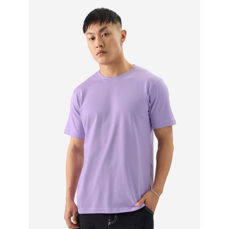 The Souled Store Solids Deep Lavender Men T-Shirt (L)