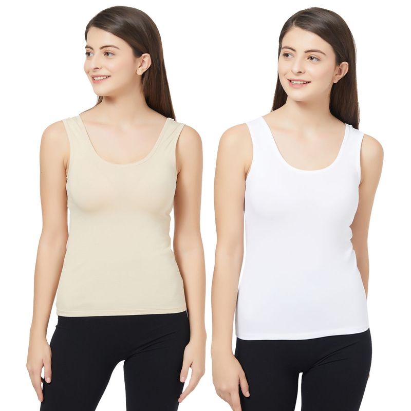 SOIE Women's Solid U Back Camisole - Pack Of 2 - Multi-Color (S)