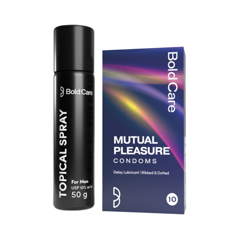Bold Care Topical Delay Spray + Mutual Pleasure Condoms Combo Pack for Couples