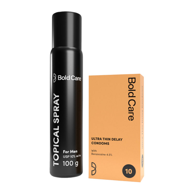 Bold Care Topical Delay Spray + Ultra Thin Delay Condoms Combo Pack for Couples