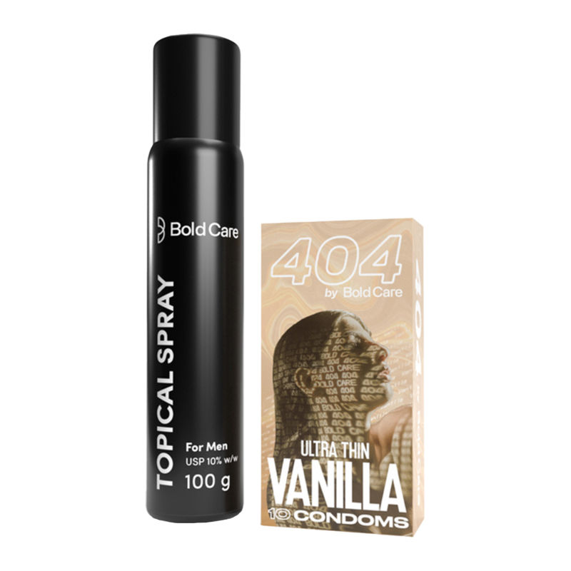 Bold Care Topical Delay Spray + Ultra Thin Vanilla Condoms Combo Pack for Couples