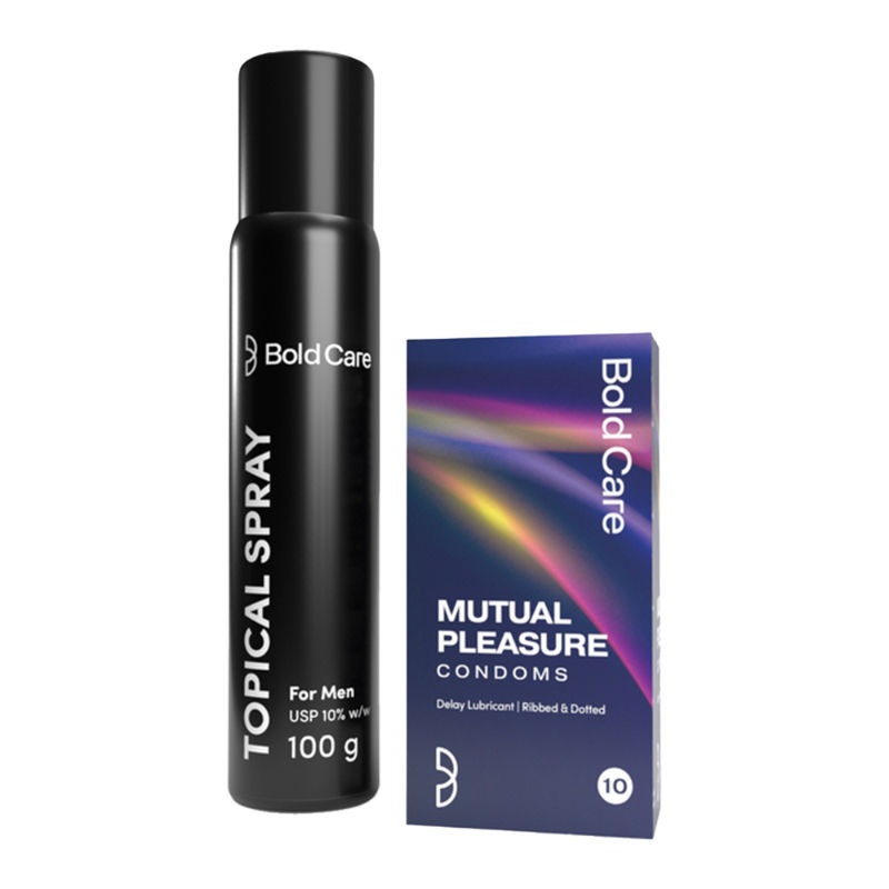 Bold Care Topical Delay Spray + Mutual Pleasure Condoms Combo Pack for Couples