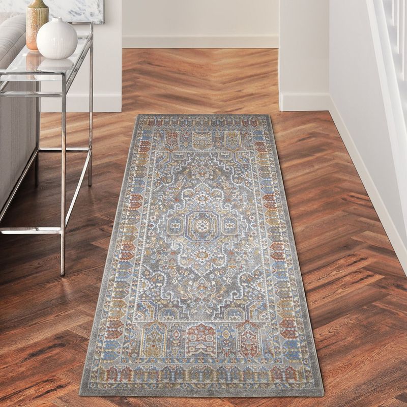 OBSESSIONS Anti-Static Machine Made Polyester Bedside Runner, Multicolour (2 x 5 Feet)