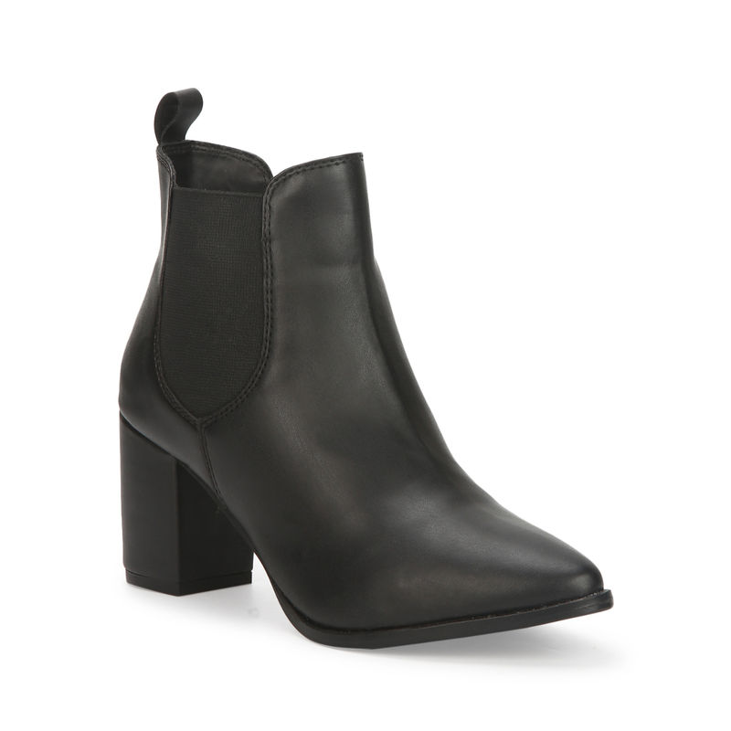 Truffle Collection Black Pu Slip On Ankle Boots - UK 6