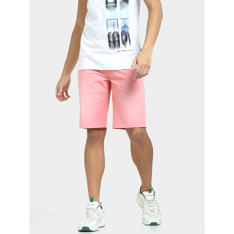 Jack & Jones Men Solid Pink Shorts (S)