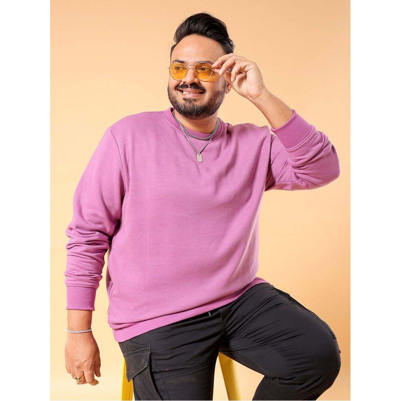 Hardsoda Men Crew Neck Solid Purple Sweatshirt (6XL)