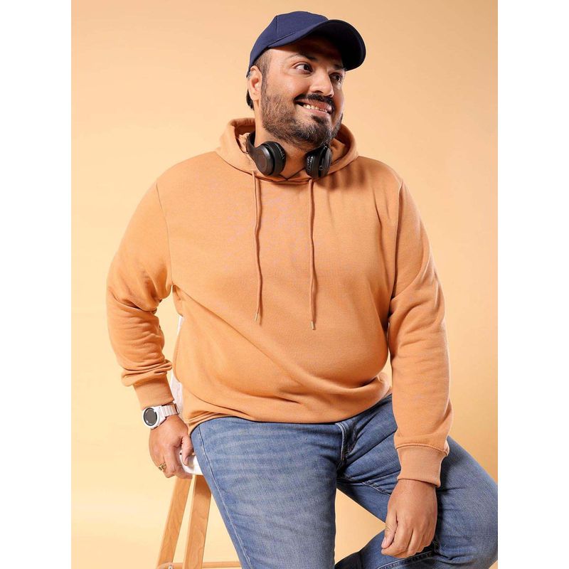 Hardsoda Men Hooded Neck Solid Orange Hoodie (3XL)