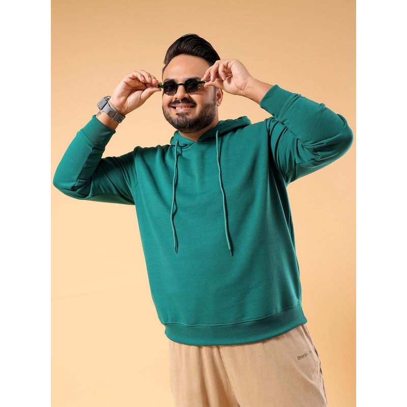 Hardsoda Men Hooded Neck Solid Teal Hoodie (3XL)