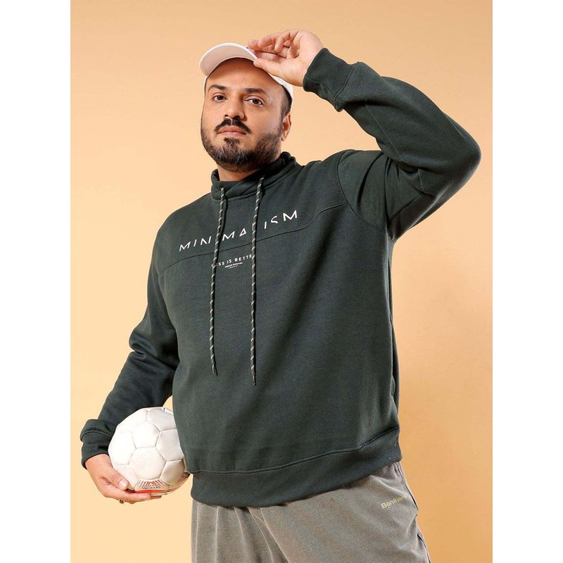 Hardsoda Men High Neck Typography Charcoal Sweatshirt (3XL)