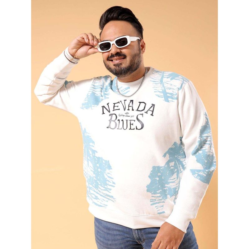 Hardsoda Men Crew Neck Printed White Sweatshirt (4XL)