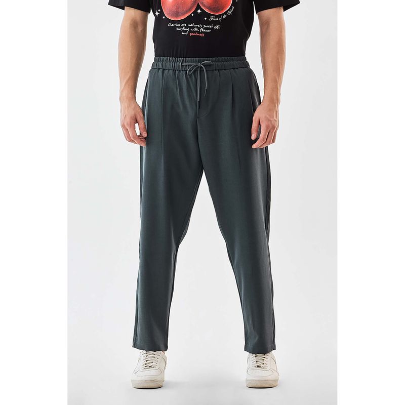 Snitch Men Grey Polyester Blend Solid Relaxed Fit Track Pant (32)