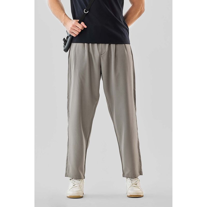 Snitch Men Grey Polyester Blend Solid Relaxed Fit Track Pant (32)