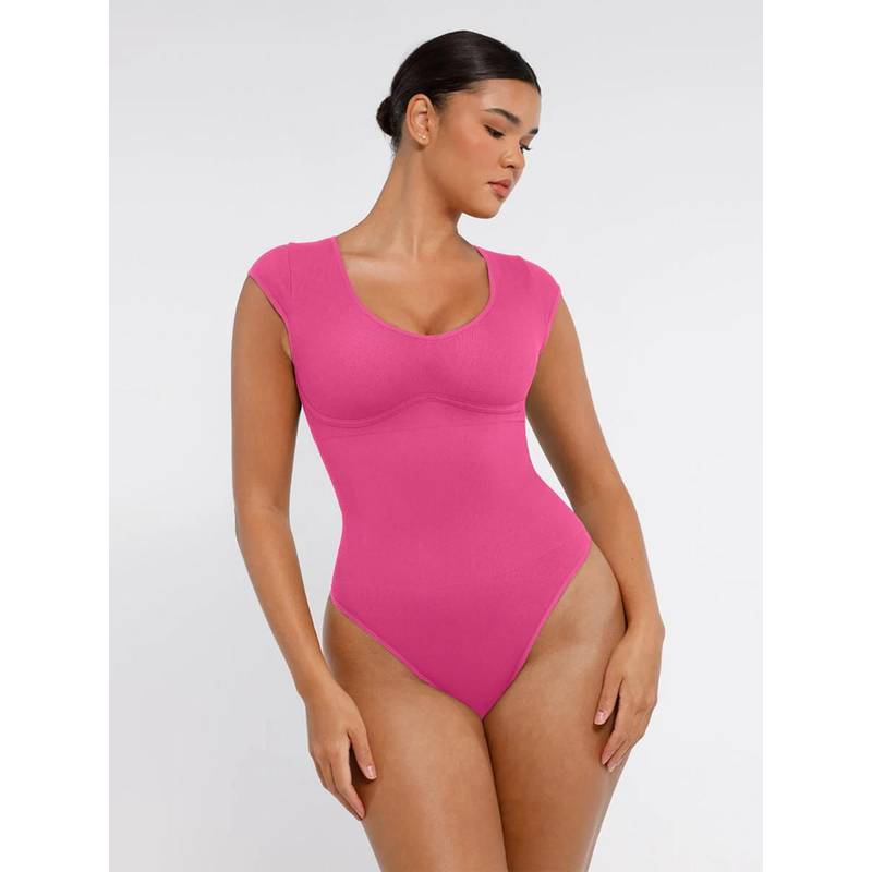 Shop The Edit Pink Solid Abdomen Shaping Bodysuit Shaper (XS/S)