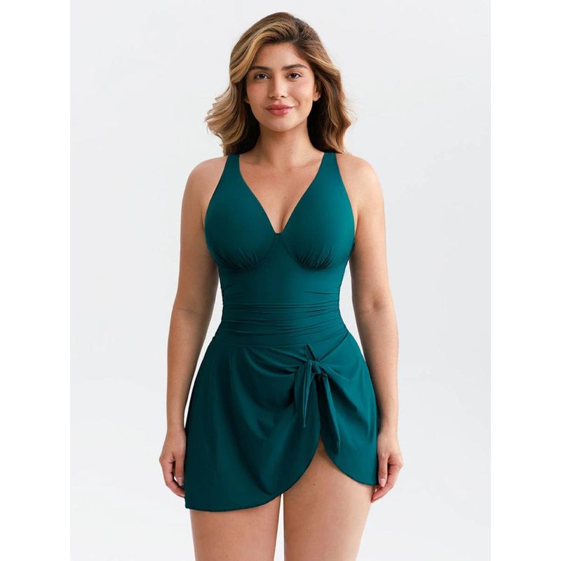 Shop The Edit Teal Tummy Control One Piece Swimsuit (S)