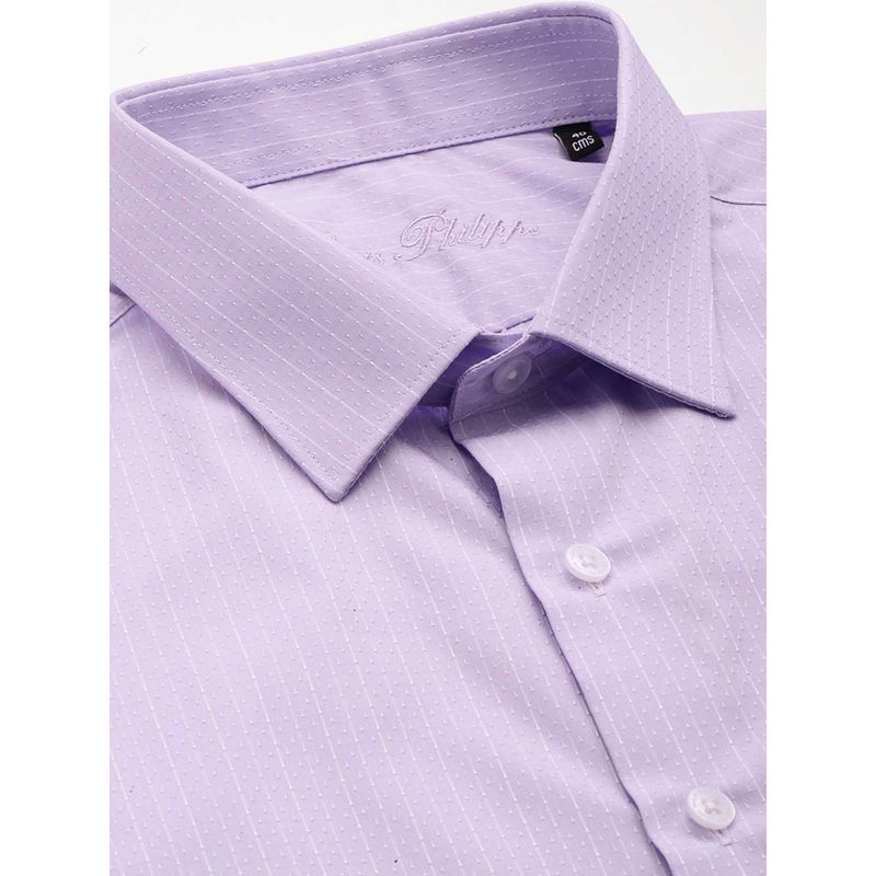 Louis Philippe Mens Lilac Stripe Easy to Iron Cotton Slim fit Formal Shirt (42)