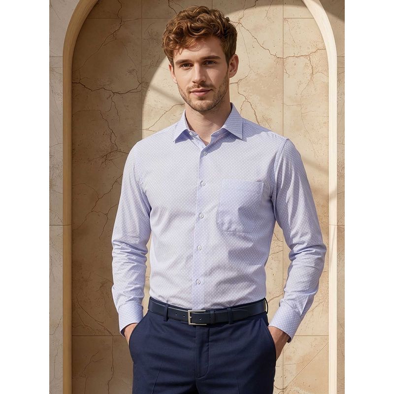 Louis Philippe Mens Lilac Dobby Easy to Iron Cotton Slim fit Formal Shirt (39)