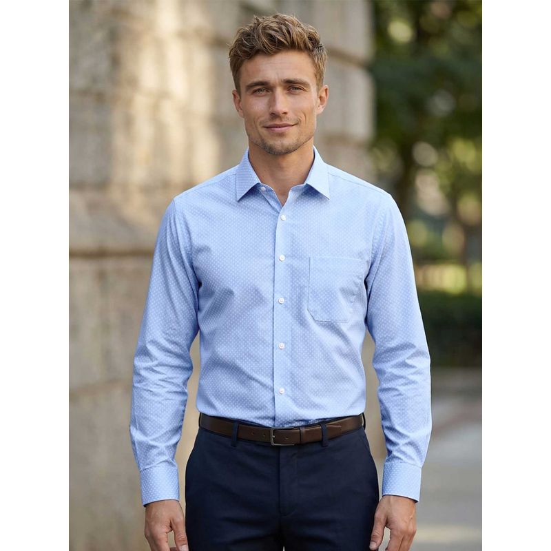 Louis Philippe Men Light Blue Textured Full Sleeves Formal Shirt (40)