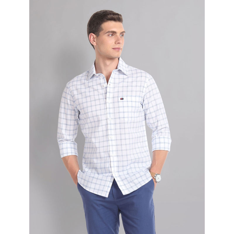 AD By Arvind Blue Tartan Check Cotton Summer Casual Shirt (44)