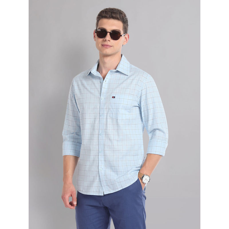 AD By Arvind Blue Tartan Check Cotton Summer Casual Shirt (39)