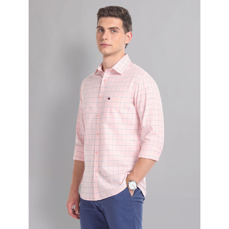 AD By Arvind Pink Tartan Check Cotton Summer Casual Shirt (46)