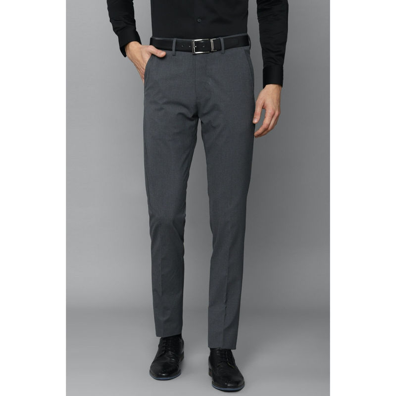 Louis Philippe Men Grey Slim Formal Trousers (34)