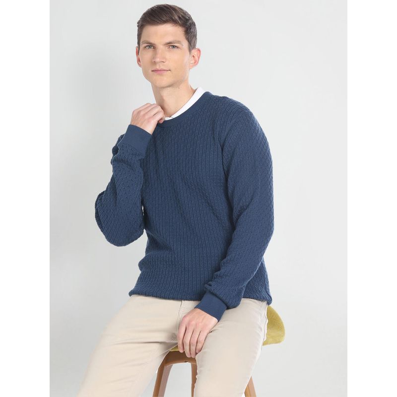 Arrow Crew Neck Patterned Knit Sweater (S)