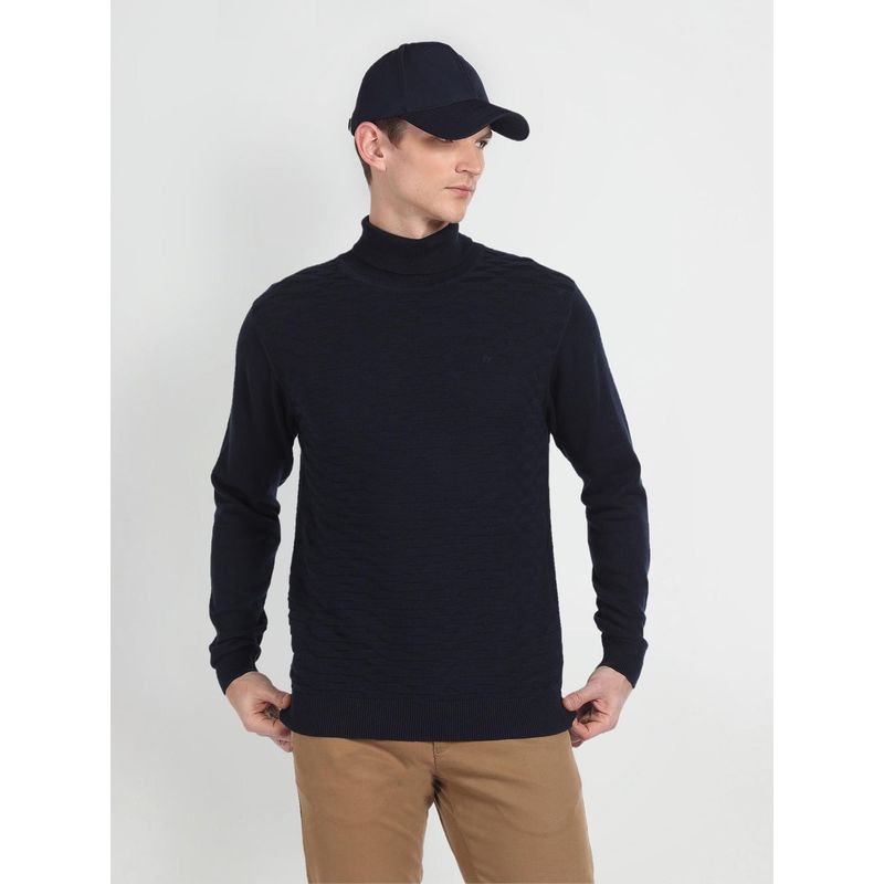 Arrow Turtle Neck Patterned Knit Sweater (XL)