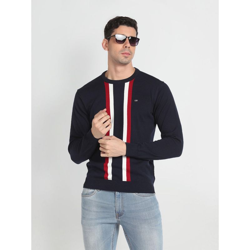 Arrow Sports Vertical Stripe Cotton Sweater (S)