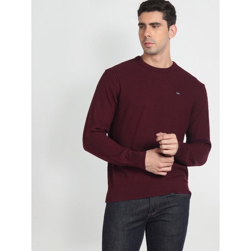 Arrow Sports Crew Neck Pattern Knit Sweater (S)