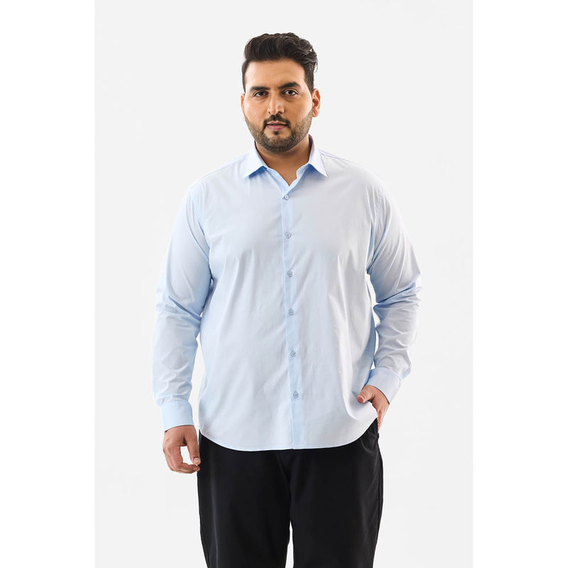 Snitch Light Blue Plain Full Sleeves Casual Plus Size Shirt for Men (4XL)