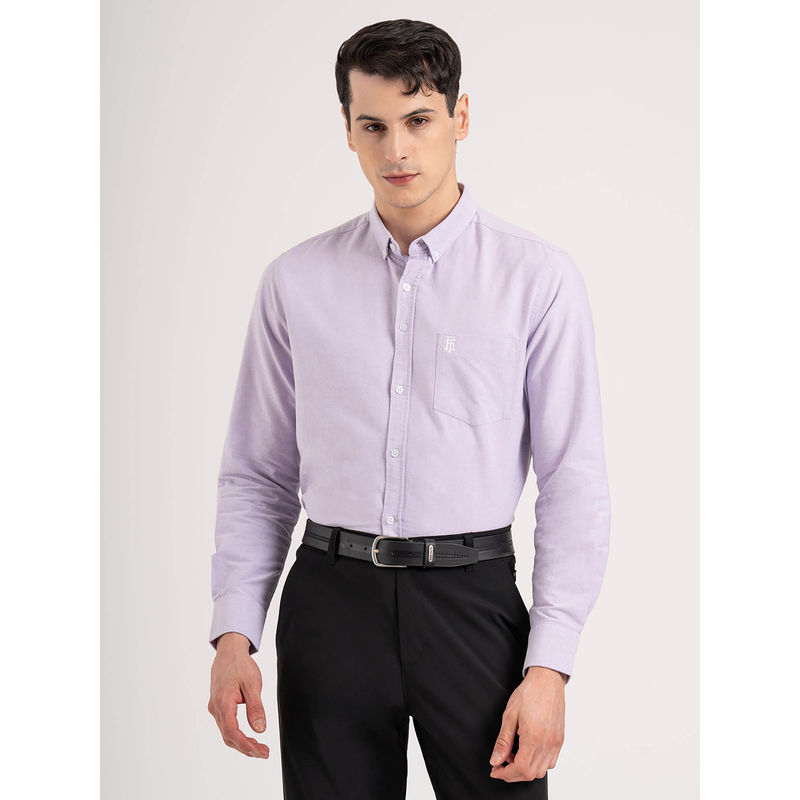 Red Tape Men Purple Solid Pure Cotton Loose Fit Full Sleeve Oxford Shirt (XL)