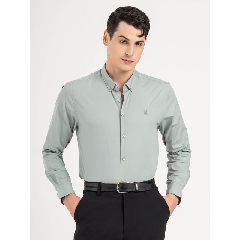 Red Tape Men Pastel Green Solid Poly Cotton Loose Fit Full Sleeve Shirt (L)